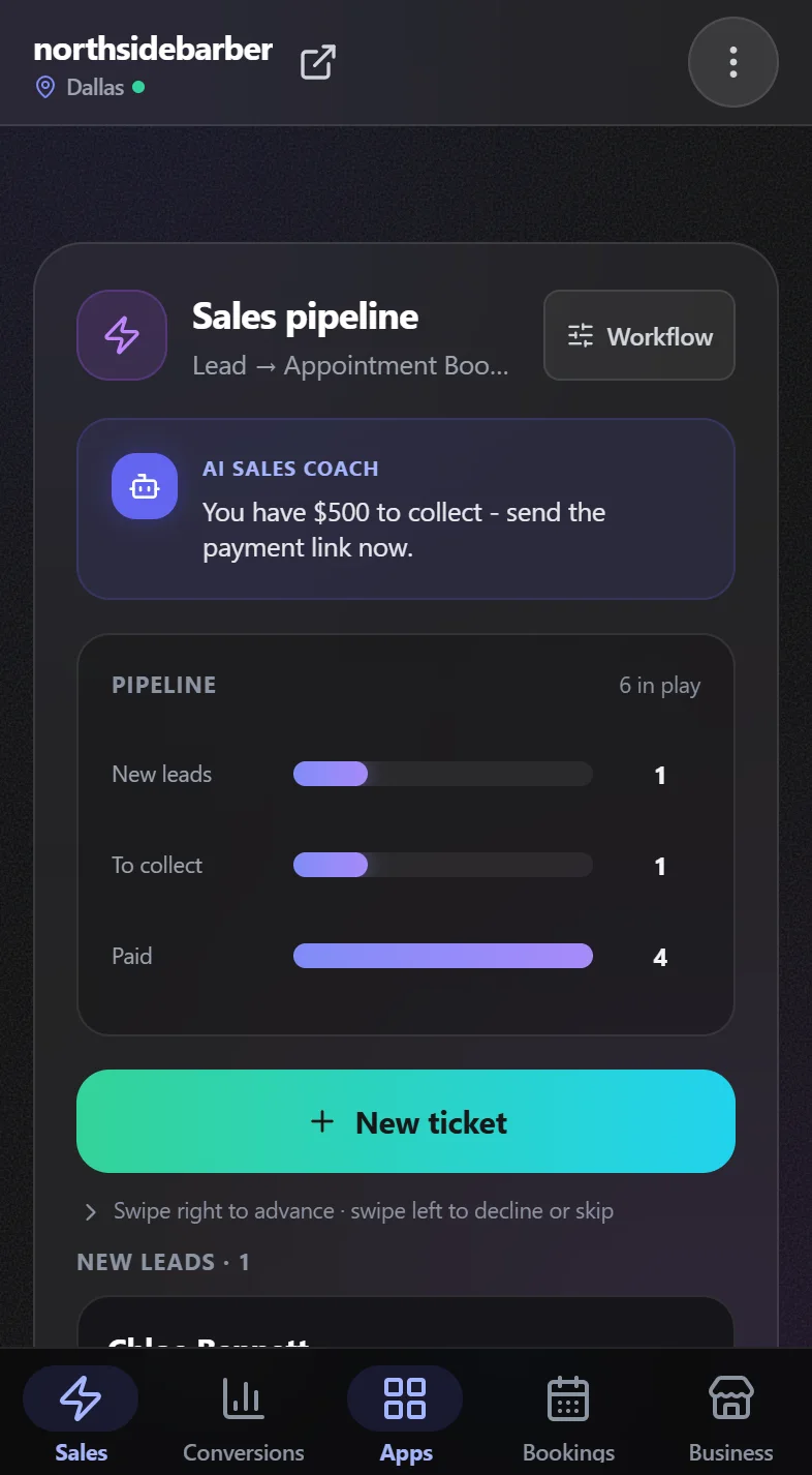 The sales pipeline with the AI sales coach